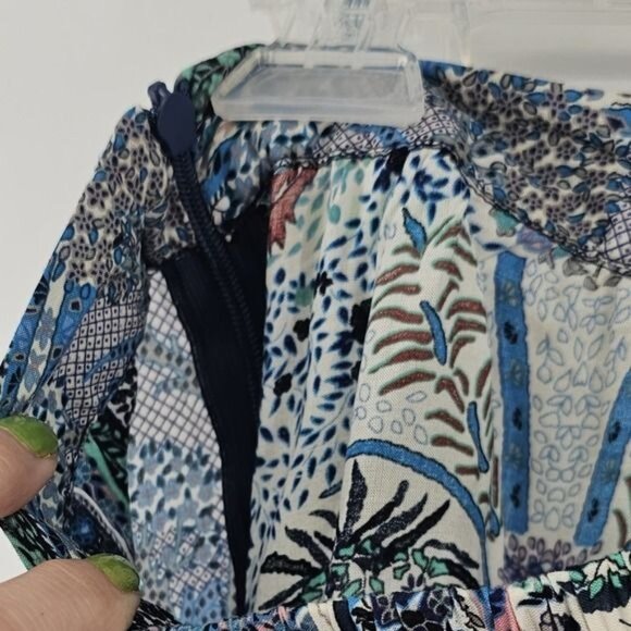 Catherine MaLandrino Blue Paisley Midi Skirt Medium New - Picture 7 of 8